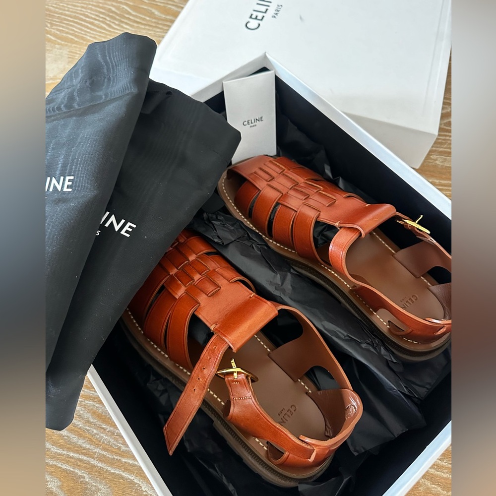 CELINE logo leather Chunky Sandals, Brand new, 41 ,sold out everywhere!